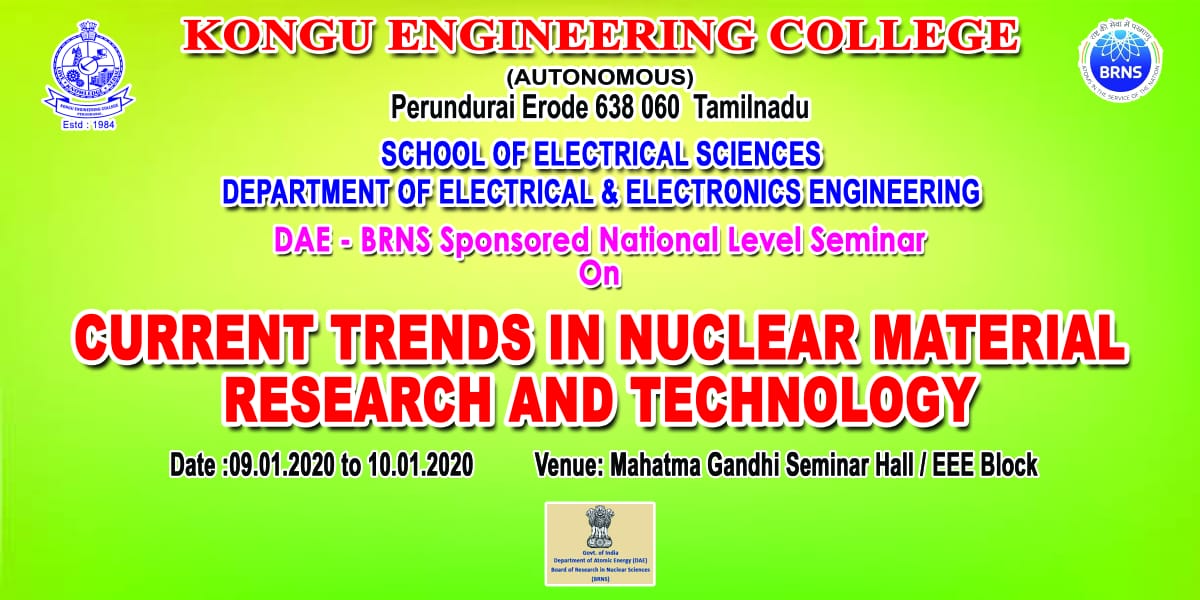 DAE-BRNS Sponsored Two Days National Seminar on Current Trends in Nuclear material Research and Technology 2020